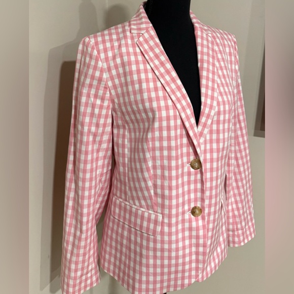 NWT Talbots Pink and White Gingham Blazer - Picture 2 of 8